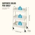 thumbnail image 2 of JOINSUN 3-Tier Plastic Rolling Utility Cart with Handle, Multi-Functional Storage Trolley for Office, Living Room, Kitchen, Movable Storage Organizer with Wheels, White, 2 of 7