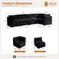 thumbnail image 3 of Toject 130" Modular Sectional Couch, Oversized L Shaped Couch, Cloud Sofa with 5 Seater Deep Seat Sofa for Living Room (Black), 3 of 10