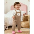 thumbnail image 2 of Actgleam Newborn Baby Girl Boy Sweater Romper Knit Overalls Pants,Khaki,0-3 Months, 2 of 9