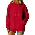 thumbnail image 2 of Women'S Hooded Fleece Sweatshirt, Long Sleeve Casual Tunic Blouse With Kangaroo Pocket, Cozy Fall Streetwear Top For Daily & Photo Occasions Wrm Pink Spider Hoodie Sweatshirt (XXL, Red) ZMTing, 2 of 5