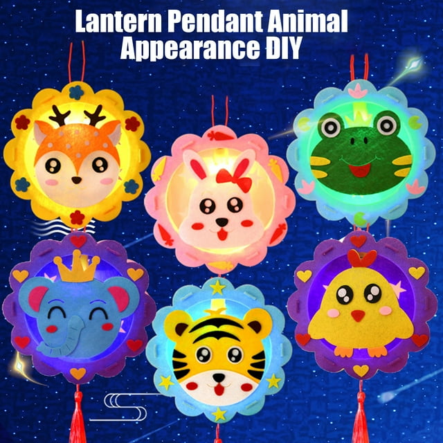 Lantern Pendant Animal Appearance DIY Assembly Non-woven Fabric Luminous Chinese New Year Handmade Portable Lantern for Children