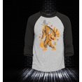 thumbnail image 2 of Shop4Ever Men's Bigfoot Pilgrim Turkey Pumpkin Thanksgiving Sasquatch Raglan Baseball Shirt XXX-Large Heather Grey/Black, 2 of 4