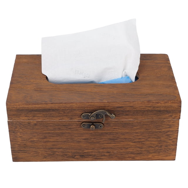 CAJA de SERVILLETA RETRO, Quemada Paulownia Madera exquisita CAJA de SEDA RETRO Resistente Para Dormitorio