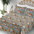 thumbnail image 3 of Ambesonne Flowers Boho Fitted & Flat Sheet with Sham 3 Pcs Set, Abstract Calla Lilies, Twin XL, Cadet Blue Fuchsia Orange, 3 of 5