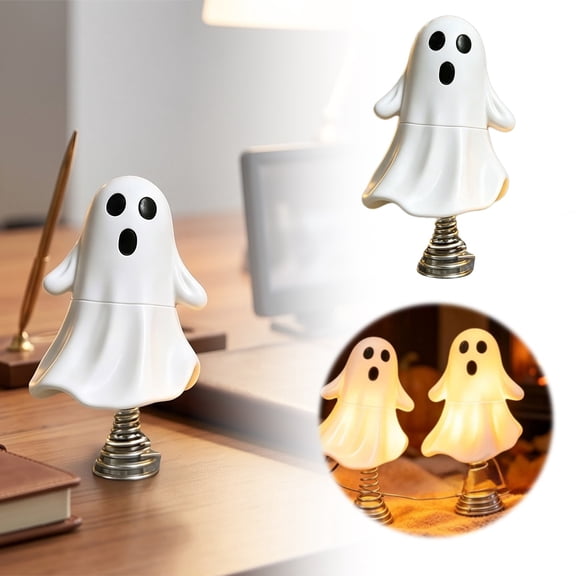 USB Powered LED Halloween Tree Topper Ornament Cute Ghost Design For Indoor Holiday Party Decor