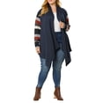 thumbnail image 5 of NOMADIC NOOK Women's Plus Size Stripe Print Open Front Long Sleeve Knit Cardigan 2 PCS, 5 of 7