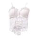 thumbnail image 1 of Camiseta de tirantes de encaje para mujer, lencería, lolita, faja, corsé, corpiño, espagueti delantero Blanco, 1 of 9