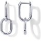 thumbnail image 1 of Pendientes de aro ovalados de doble anillo de plata para mujer, pendientes de eslabones de cadena de aro cuadrado para regalos de mujer, 1 of 5