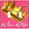 thumbnail image 2 of Metal Light Switch Plate Outlet Cover (My Room My Rules Crown Pink - Double Toggle), 2 of 2