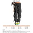 thumbnail image 5 of Pantalones de carga de las mujeres hip hop estilo multi bolsillo casual suelta cordón holgado pantalones de carga negro S, 5 of 5