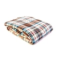 thumbnail image 2 of Modern Impression Home Plush Throw w Foot Pocket TAN/BURGUNDY, 2 of 2