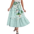 thumbnail image 5 of Women's Floral Print Maxi Skirt, High Waist Drawstring Tiered Flowy Skirt, Lightweight Boho Skirt for Beach, Music Festival and Summer,Green,S, 5 of 7