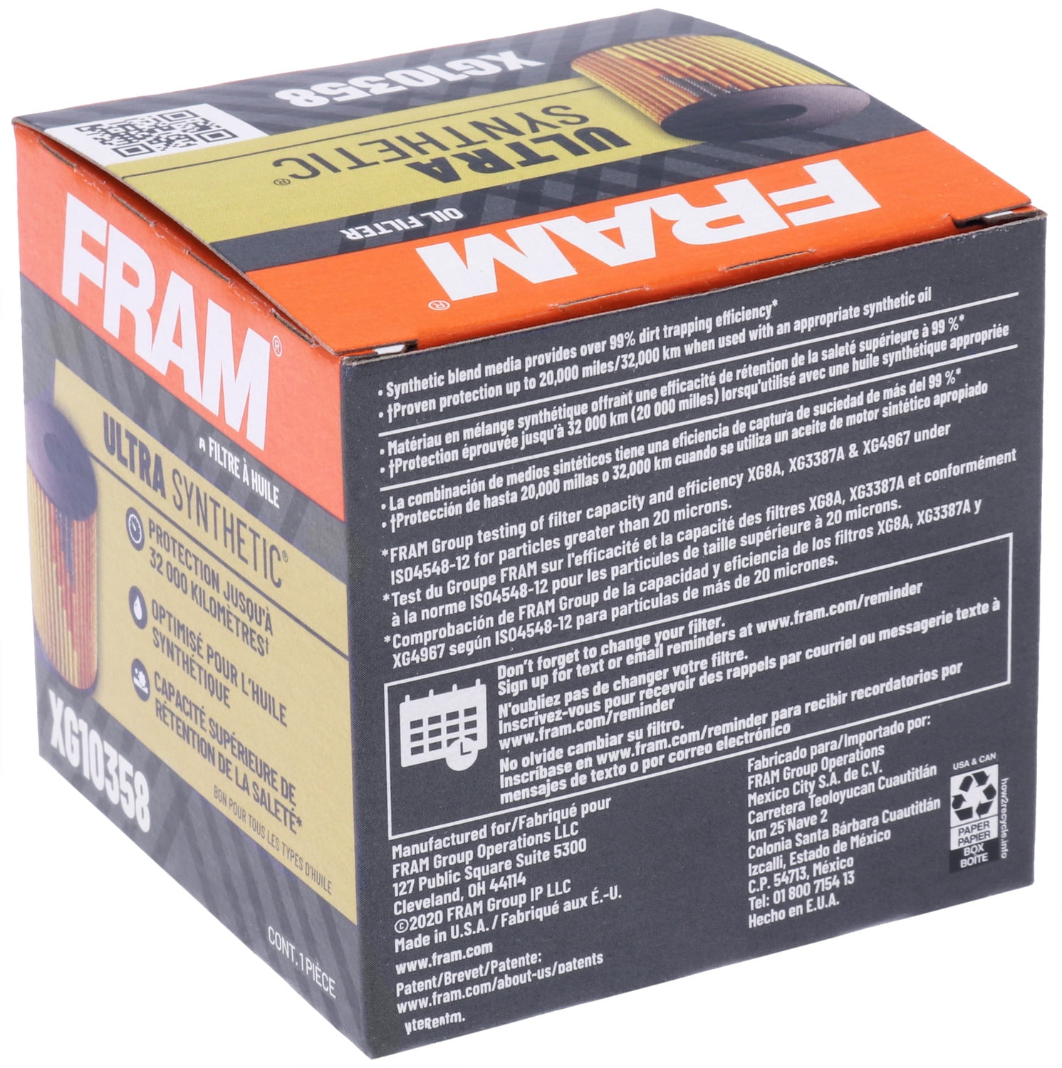 FRAM Ultra Synthetic XG10358 20K Motor Oil Filter for Select Lexus, Pontiac, Scion, Toyota Vehicles