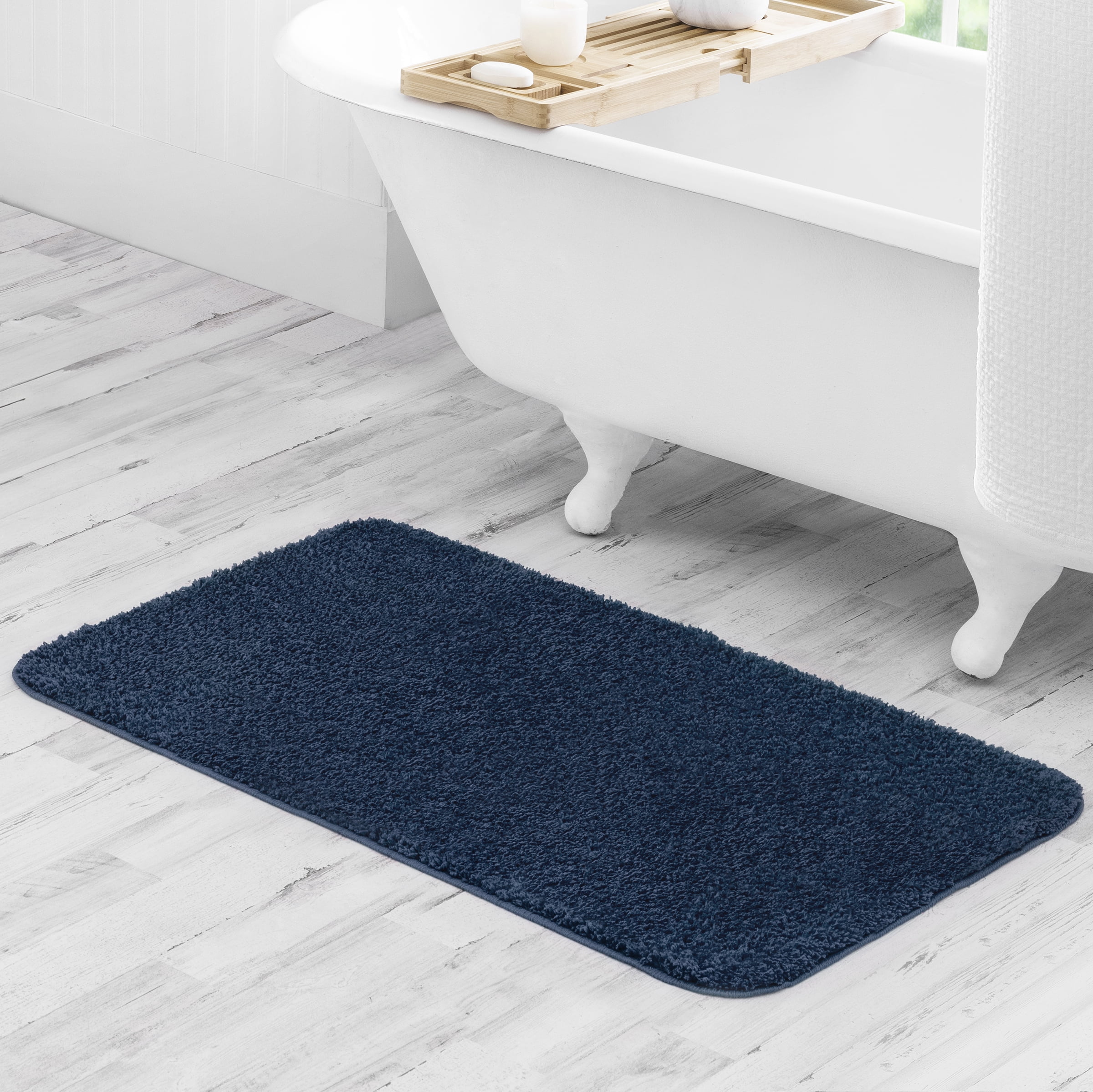 Mainstays Basic Polyester Large Bath Rug, Navy, 24" x 40"