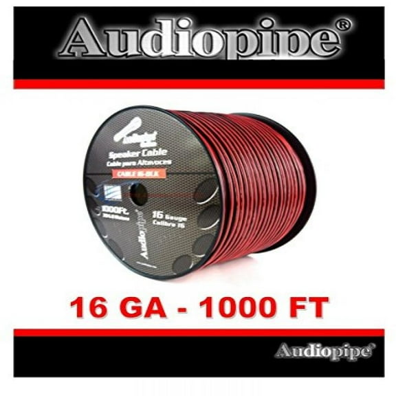 Audiopipe 16 Gauge 1000 Feet Red Black 2 Conductor Speaker Wire Audio Cable