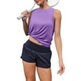 thumbnail image 4 of Bpmpbo Women Athletic Running Tennis Yoga Tank Tops Solid Color Round Neck Sleeveless Loose T-Shirt Casual Elegant Blouse Summer Comfortable Breathable Tank, 4 of 8