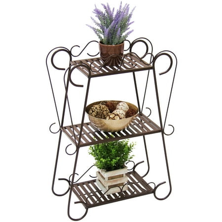 Bronze Antique Glass Shelf - Best Choice Products 3-Shelf Multifunctional Plant Stand Display Rack - Bronze