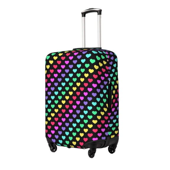 Gukieu Rainbow Hearts Print Suitcase Protective Cover, Elastic Zipper Buckle Suitcase Protective Cover, Suitable for Travel, Business Trip-Small