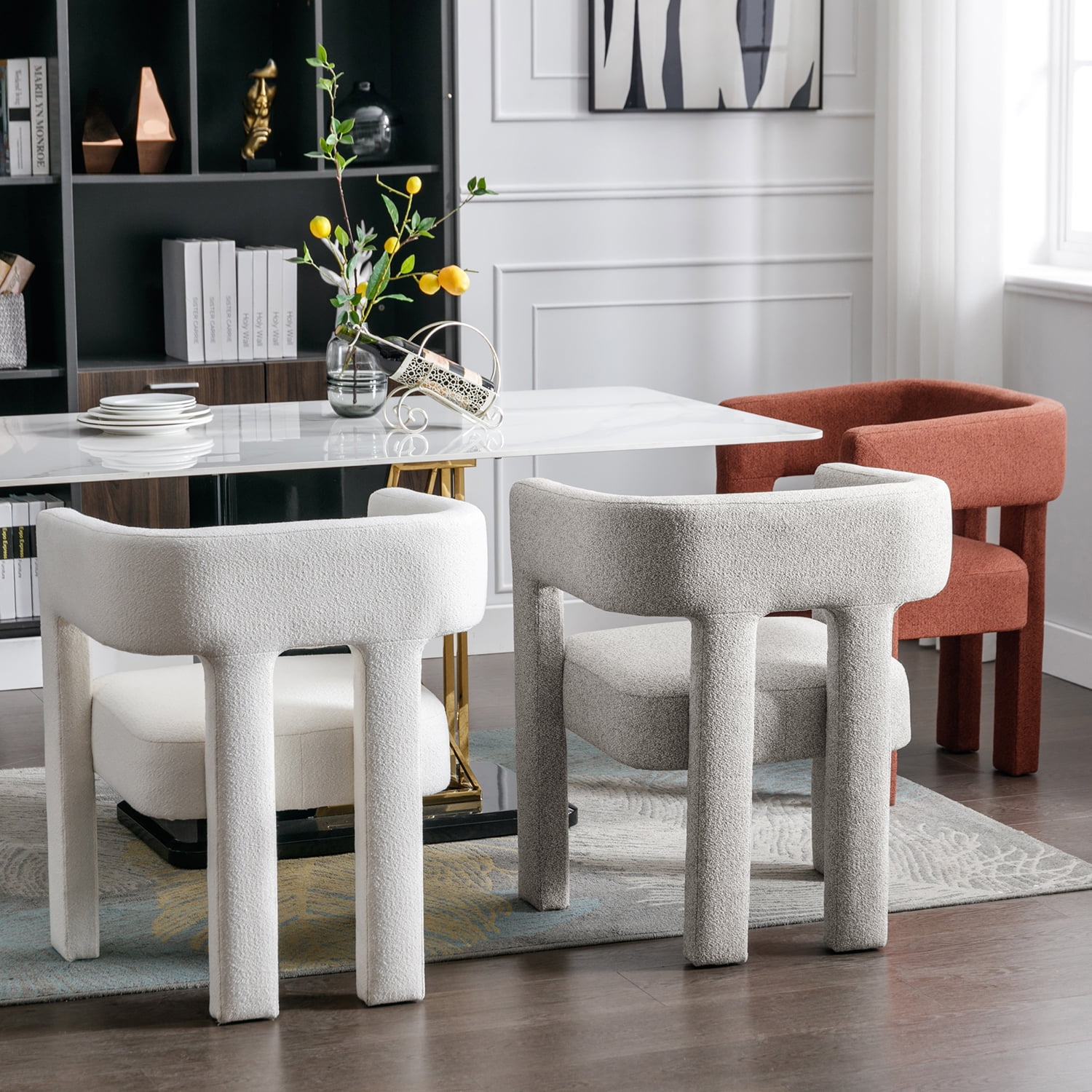 Kadyn Upholstered Accent Chair, Fabric Single Sofa Chairs for Living Room, Linen Armchair for Dining Room, Gray