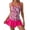 Pink, variant on Qingpeng Women's Two Piece Tankini Set Printed Tank Top with Ring Straps Built-in Bra Ruched Skirted Bottoms Side Drawstring