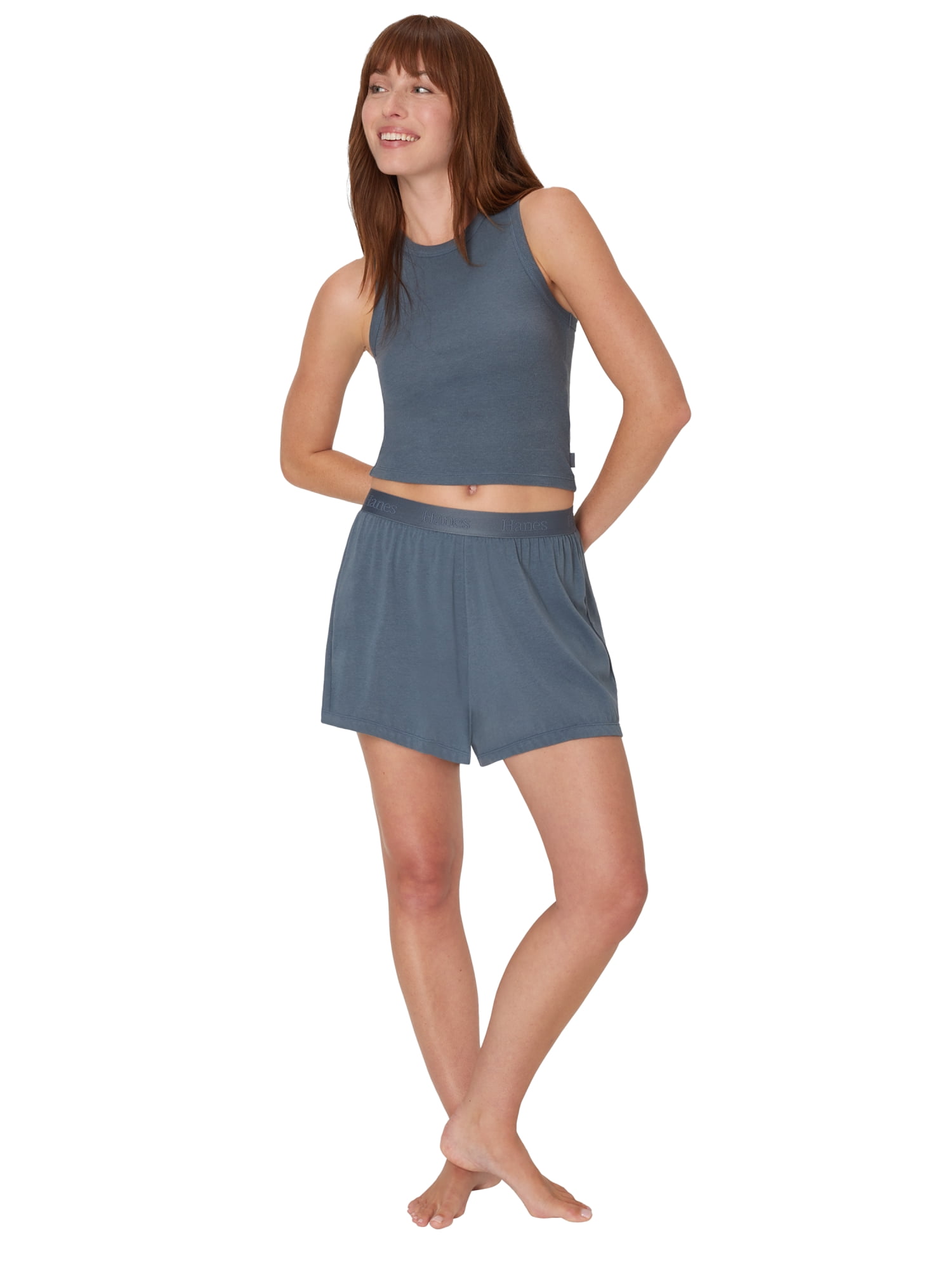 Hanes Originals Women's SuperSoft Comfywear Sleep Rib Racerback Crop Tank, Sizes XS to 2X