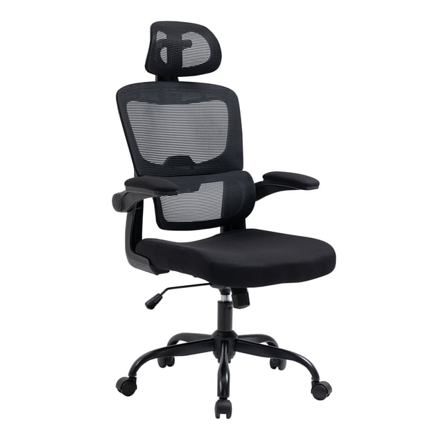 Silla Oficina de Respaldo Alto Ergonómica, Color Negro, para Hogar u Oficina HOMEMAKE FURNITURE Moderno