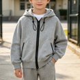 thumbnail image 3 of NAISIBABY Boys Long Sleeve Hoodies– Dual-Zipper Casual Pullover Winter Hooded Zip-Up Sweatshirt Gray Size 160, 3 of 6