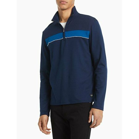 Calvin klein Men's Regular Fit Liquid Touch 1/4 Zip Sweatshirt , Navy, XXL