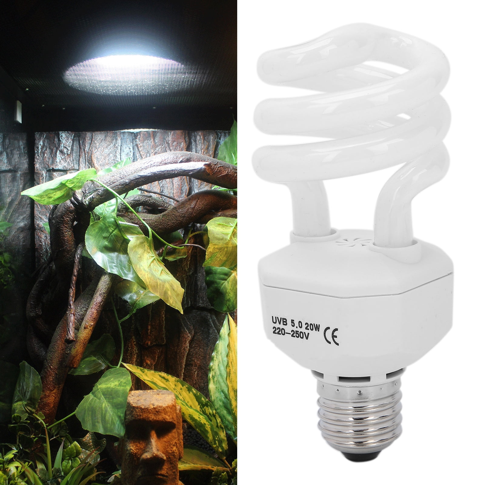 NFTIGB Reptile UVB Energy Saving Fluorescent Terrarium Light Bulb Calcium Supplement For Turtle Lizard Succulent Plant 20W 5.0 High Output Lighting