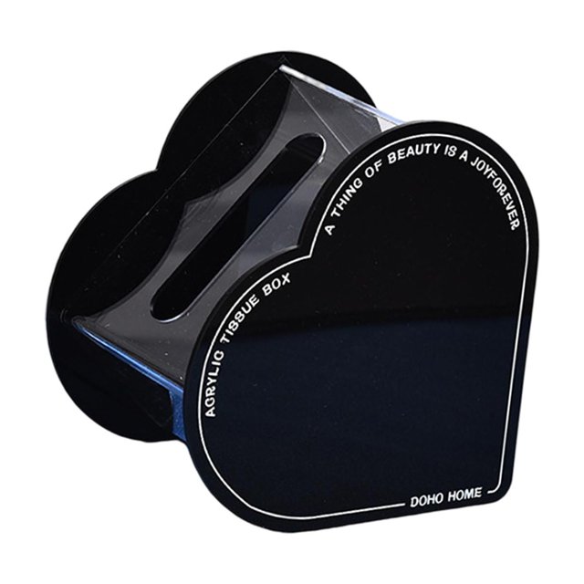 Caja de pañuelos faciales con forma de corazón, decorativa, elegante, de acrílico, color negro