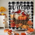 thumbnail image 3 of Shower Curtain 72"W x 72"L Thanksgiving Pumpkins Maple Leaves Black Plaid Fabric Shower Curtains Set with Hooks Water Repellent Bathroom Curtains Machine Washable Bathroom Accessories, 3 of 6