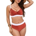 thumbnail image 6 of Gubotare Women's High Cut Bikini Set 2 Piece Sporty Swimsuit Color Block Bathing Suit with Trim S-XXL,Brick Red S, 6 of 9