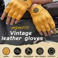 thumbnail image 2 of Retro Half-Finger Motorcycle Gloves - Leather Touchscreen Gloves with Hard Shell Protection | Unisex, 2 of 11