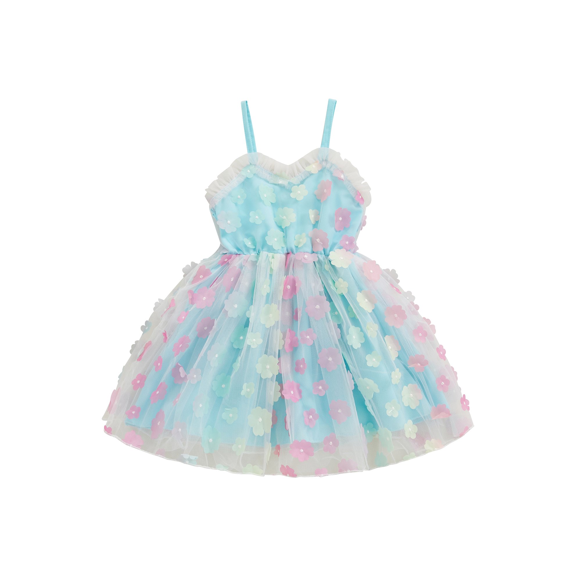 Bagilaanoe Toddler Baby Girls Sleeveless 3D Flower Princess Tulle Dress