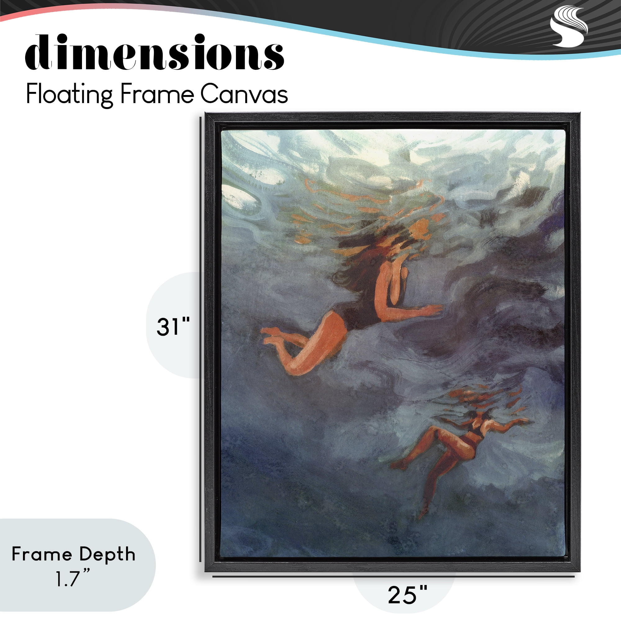 Stupell Industries Underwater Summer's Dance Black Framed Floater Canvas Wall Art, design by Victoria Barnes