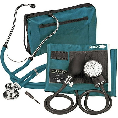 Sterling ProKit Adjustable Aneroid Sphygmomanometer with Sprague Stethoscope, Adult, Teal
