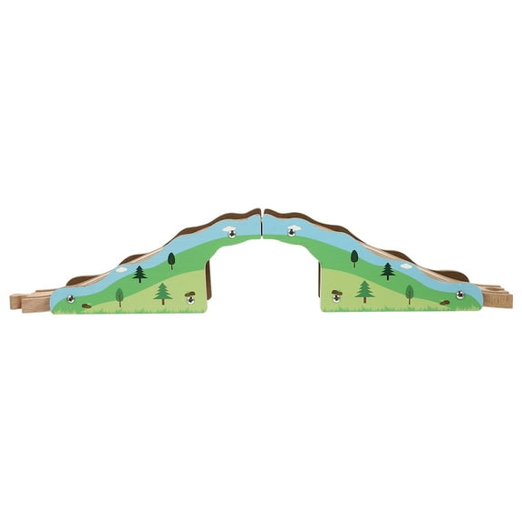 NICEXMAS 1Pc Green Wooden Train Bridge Accessory for Train Track Scene