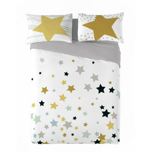 Ensemble de housse de couette 3 pièces Yael de Gouchee Home – Literie pour enfants, imprimé ciel nocturne coloré, coton gris réversible