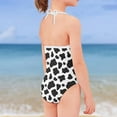 thumbnail image 4 of SEANATIVE Cow Print One Piece Swimwear for Girls Size 9-10 Years Elastic Kids Lace Up Bathing Suit Comfortable Kids Girls Swimsuit Tankini, 4 of 5