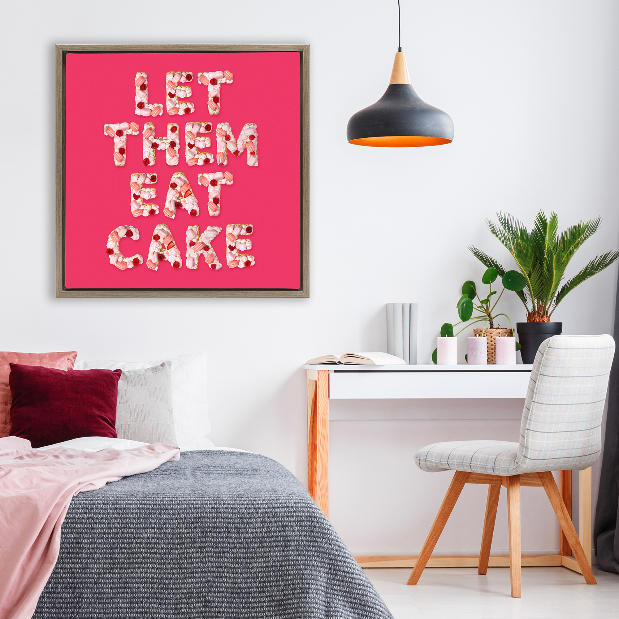 Let Them Eat Cake Brown Framed Floater Canvas Wall Art, design by LISH Creative