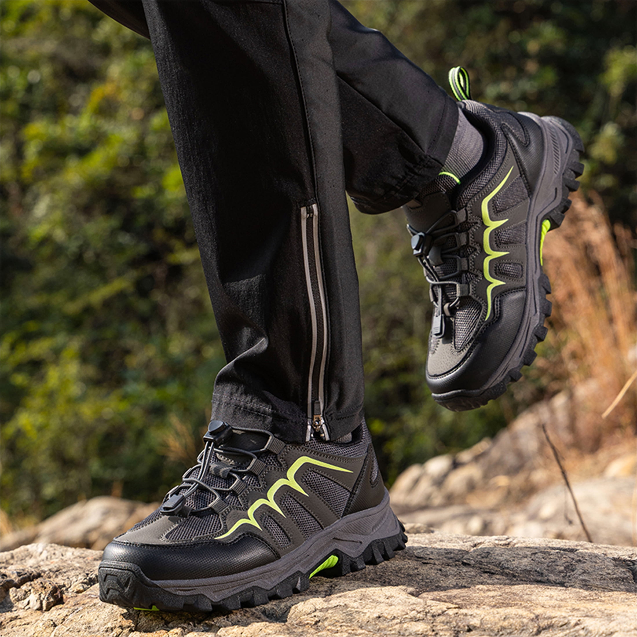 YOURDIARY Mens Womens Low Top Hiking Shoes Breathable Slip Resistant Trekking Trails Outdoor Sneakers