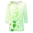 thumbnail image 5 of TrendVibe365 St Patricks Day Ladies Tops and Blouses 3/4 Sleeve Dressy Green Plus Size Crew Neck Polyester Casual St. Patricks Day Blouse Tops for Irish Themed Gifts 2XL, 5 of 5