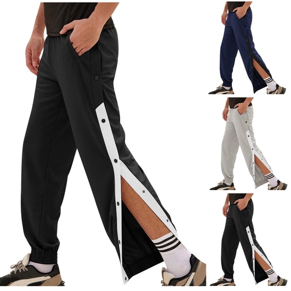 Npasoilc Pants for Men Tear Away Pants 2 Side Snap Open Down Sweatpants Elastic Waist Casaul Loose Breathable Athletic Lounge Trousers