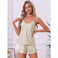 thumbnail image 2 of DARING DIVA Women's Satin Silky Camisole Sleeveless Cami and Shorts Pajamas Set S Beige, 2 of 7
