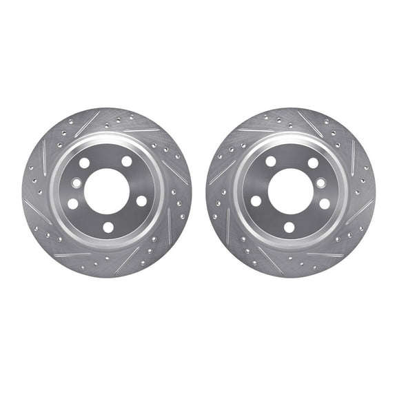 Dynamic Friction Company Rear Brake Rotors-Drilled and Slotted-Silver 7002-31079