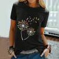 thumbnail image 1 of Chemises à Manches Courtes pour Femmes Hauts d'Été Tendance 2023 Femmes T-Shirt Décontracté à Imprimé Lettres Manches Courtes Col Rond Ample Blouse, 1 of 6