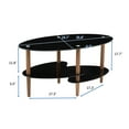 thumbnail image 6 of Euroco Black Oval glass coffee table, modern table in living room Oak wood leg tea table 3-layer tempered glass table, 6 of 9