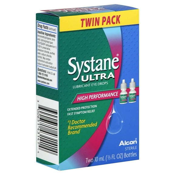 Systane Ultra Lubricant Eye Drops .33 fl oz (10 ml) (2 Bottles Total)