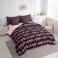 thumbnail image 3 of Homewish Black Pink Ribbon Bedding Comforter Set 7 Pieces for Kids, Princess Bow-tie Bow Full Bedding Set, Cute Cartoon Bowknot Reversible Fitted Sheet Flat Sheet, Breathable Home Decor, 3 of 7