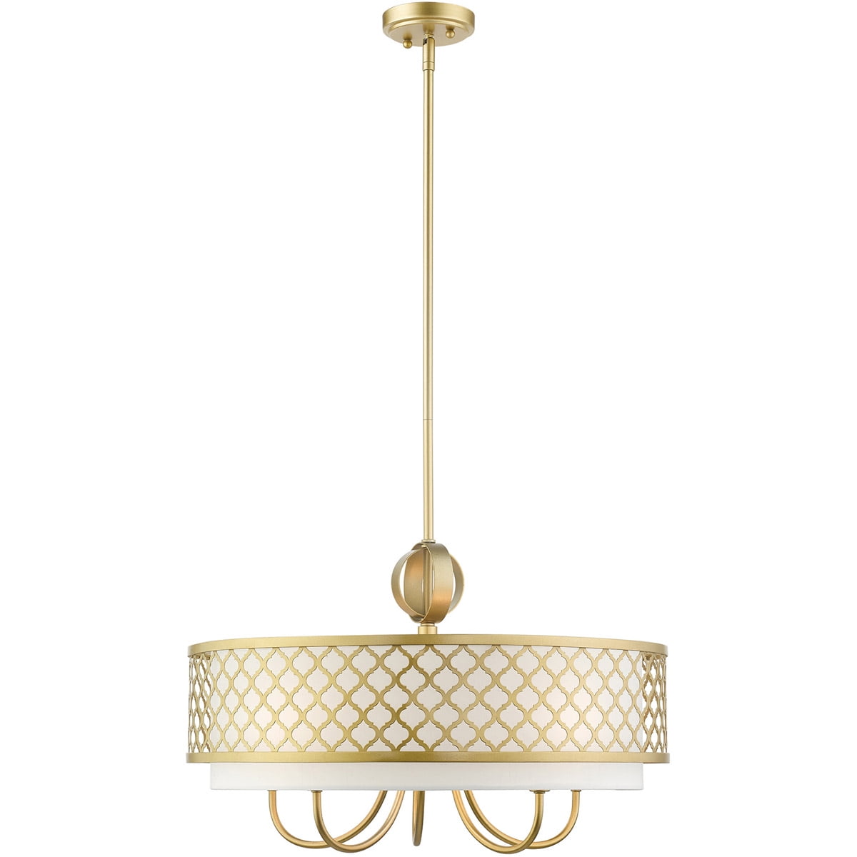 6 Light SG Pendant Chandelier with Hand Crafted Off-White Fabric Shade